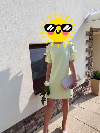 Mini žlté sviatočne šaty, s