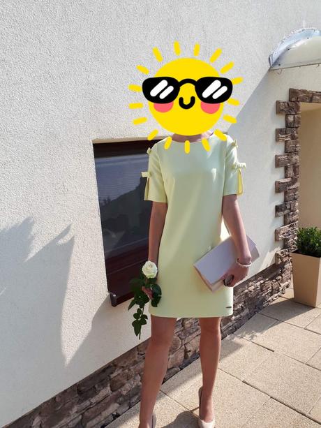 Mini žlté sviatočne šaty, s
