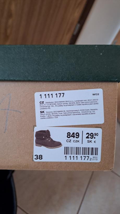 Jesenné/zimné topánky č.38 2x, 38