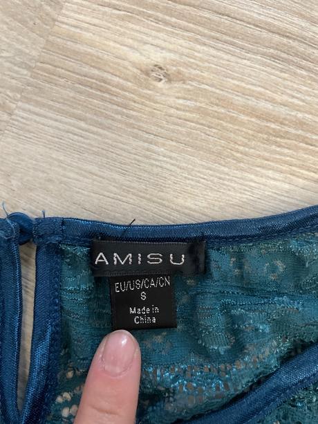 Modrý čipkovaný top, amisu,s