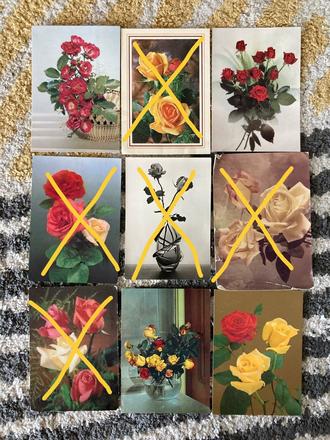 Pohľadnice kytice 80-90te roky 4ks,