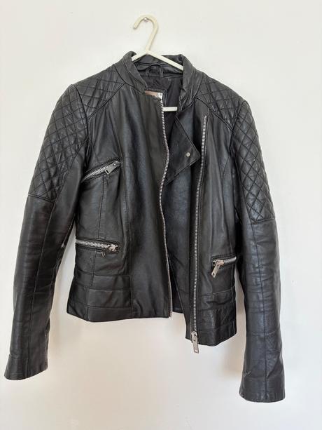 Mango kozena bunda s prava koza ovcia , leather ja, mango,s