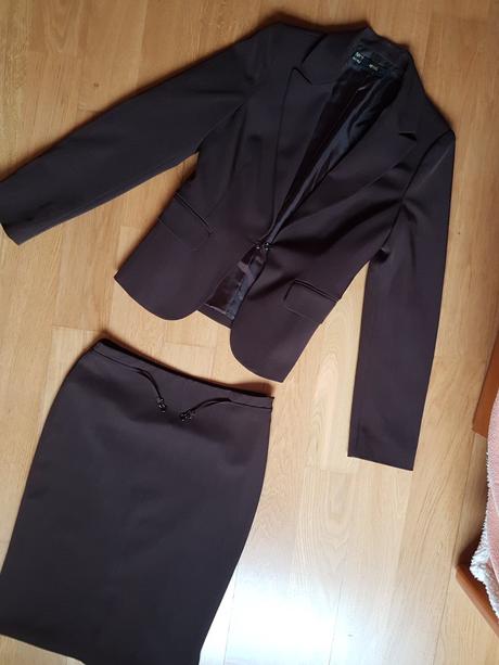 Mango hnedý kostým (sako 38, sukňa 36), mango,36