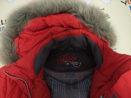 Husky bunda s husim perim tmavooranzova-docerv, husky,m