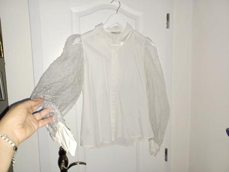 Bluzka s transparentným rukavmi, stradivarius,s