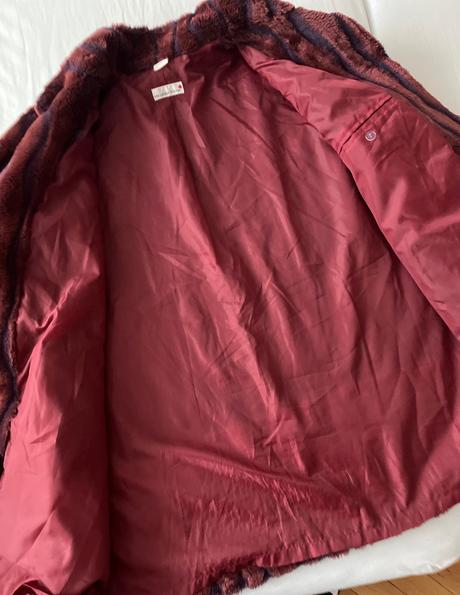 Helena vera kožušinový kabát elegantný vínový, xxl