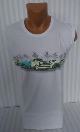 Pánske biele tričko autá, gomeb, m, m