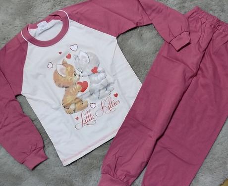 Detské bavlnené pyžamo s mačičkou, 74 - 170