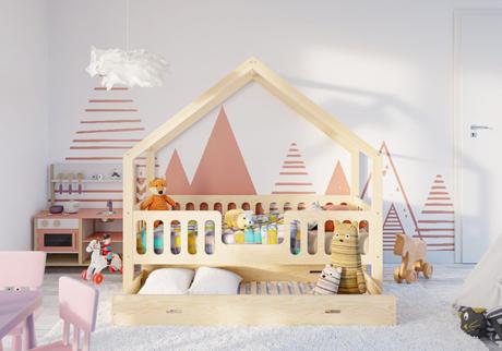Detská posteľ domček,drevo,rôzne veľkosti, šírka (cm): 160,dĺžka (cm): 200