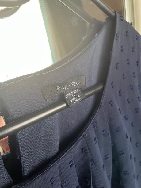 Tmavomodra bluzka top s dlhym rukavom amisu, amisu,m