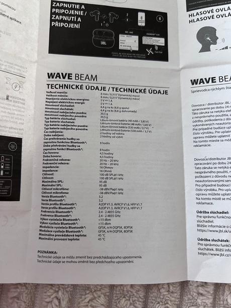 Jbl wave beam white slúchadlá, 