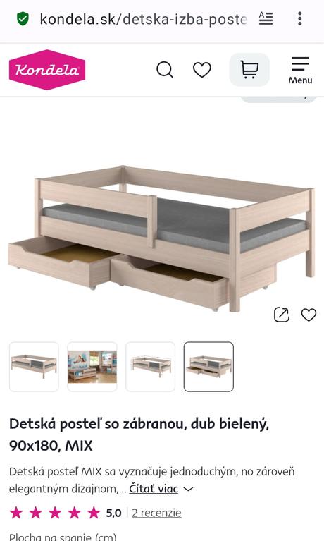 Detská posteľ so zabranou, šírka (cm): 90,dĺžka (cm): 180