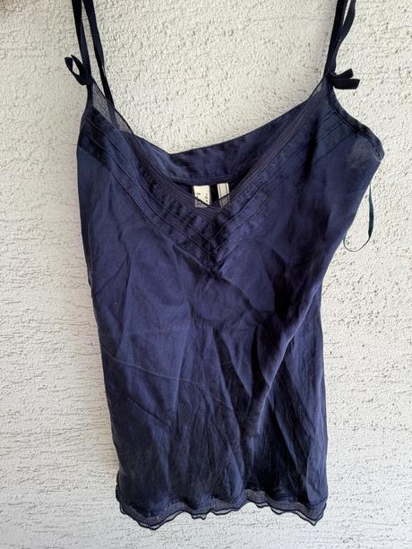 Mango silk hodvab tmavomodre tielko pravy hodv, mango,m