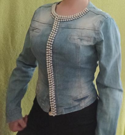 Rifľová bunda s perličkami, s