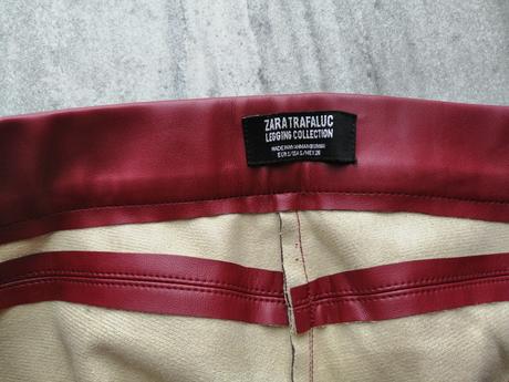 Bordové zateplené kožené nohavice zara,vxs-s, zara,s