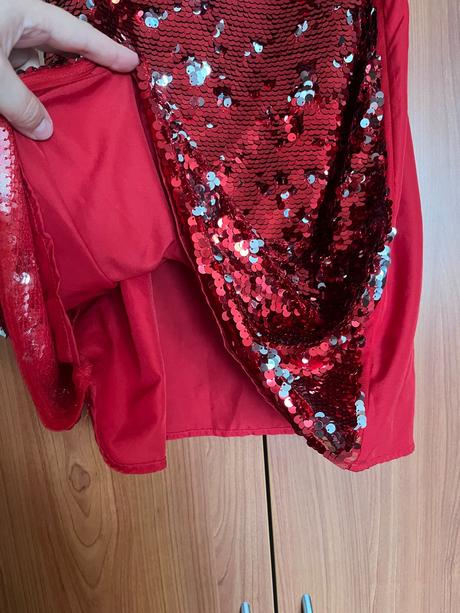 Červené šaty s flitrami, v.134, h&m, h&m,134