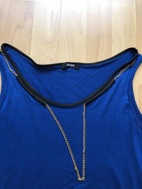 Modré asymetrické tričko alchymi, s