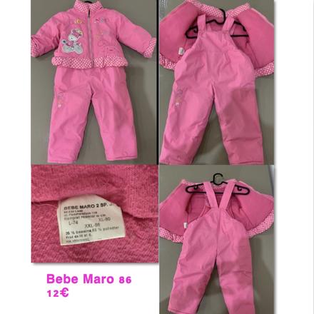 Ružový zimný komplet (bunda+otepľovačky), bebe,86