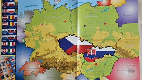 Mapy slovenska a europy + nalepky, 6 ks,