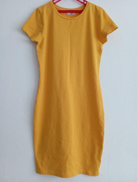 Sýtožlté tričkové šaty 34/36, xs