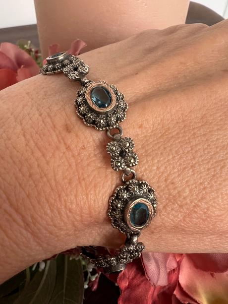 Starozitny naramok striebro a 18k zlato, 