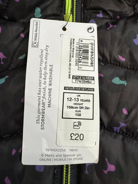 Nová ľahká presívaná bunda m&s stormwear, 158, marks & spencer,158