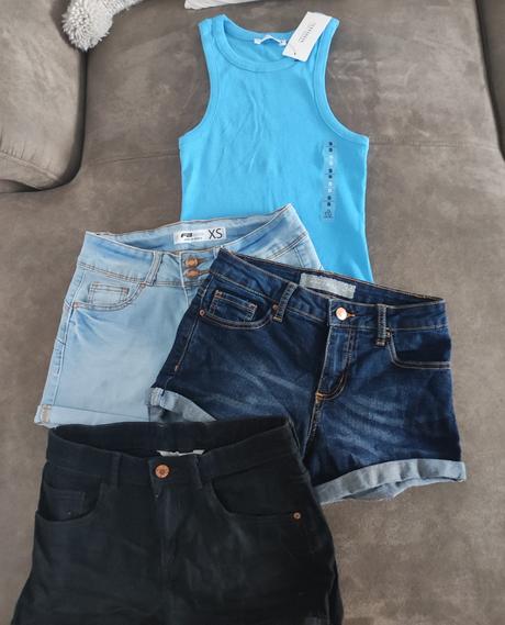 Riflove kratasy + tielko 164/xs, h&m,xs