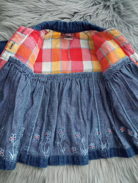 Dievčenské rifľové šaty s kvetmi, 68