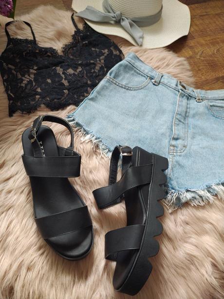 Čierne sandále na hrubej podrážke, 40