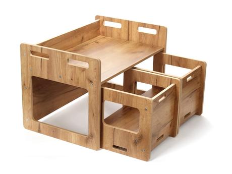Stolík s 2 stoličkami 3v1 dub montessori,