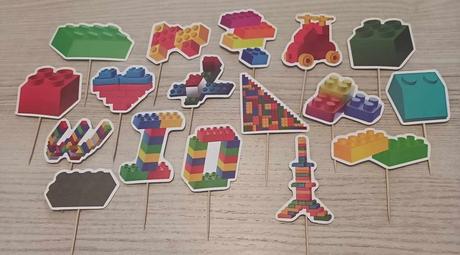 Tortový zápich lego kocky (15ks) - skladom, nv-1,