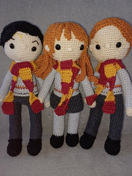 Háčkovaný harry potter, hermiona, ron, 