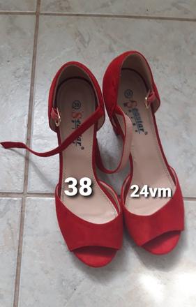 Červene sandale 38 semiš, 38