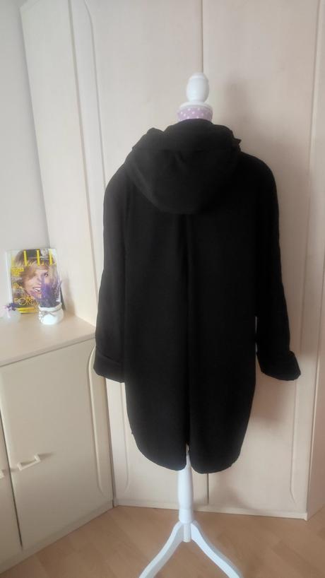 Dámsky čierny nadrozmerný kabat, xxl