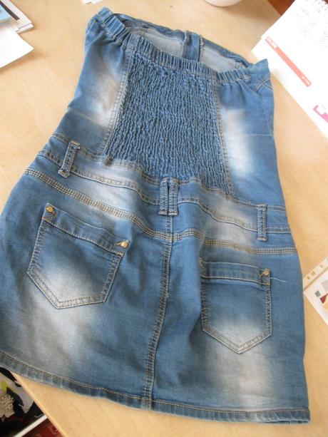 Riflové šaty bez  ramienok, xs/s, xs