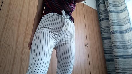 Dámske pásikavé nohavice, veľ. s, s