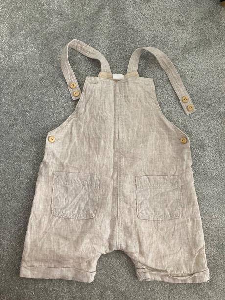 Lanove nohavice s naprsenkou (h&m), h&m,74