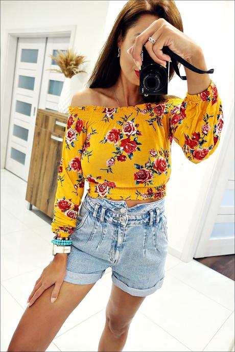 Kvetinový crop top, h&m,xs