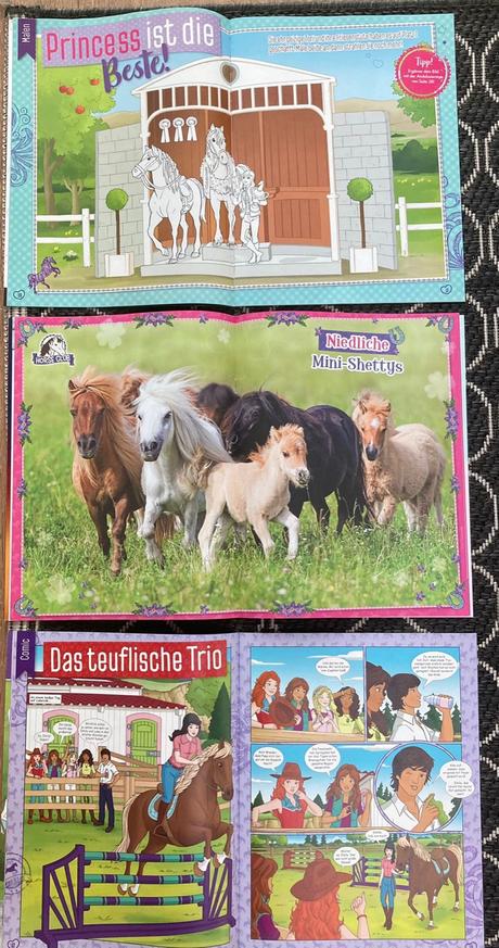 Sada koníkov, bábik jazdkýň a časopisov,