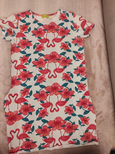 Šaty ,tunika s plameniakom, 152