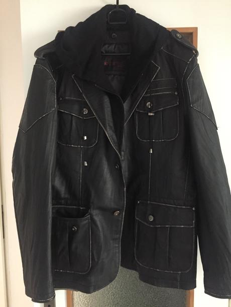 Kožené sako s kapucňou, xl