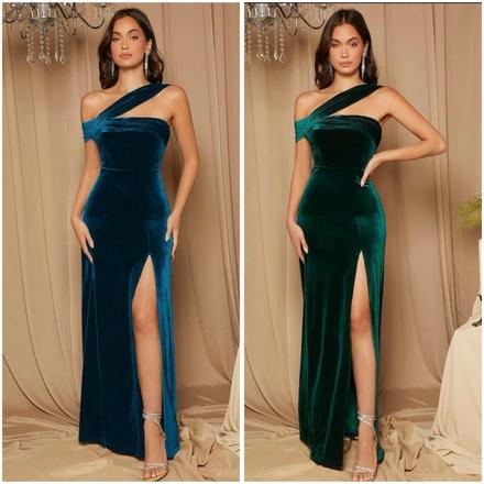 Smaragdove, modre velúrové saty, 164 - xs