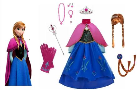 Kostým šaty anna ľadové kráľovstvo frozen doplnky, 