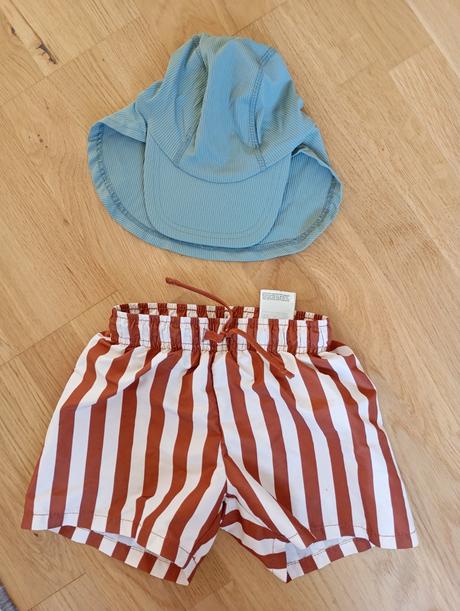 Uv plavecká čiapka a plavky, h&m,110