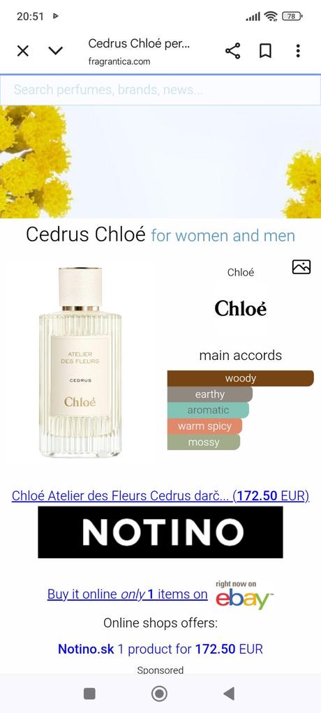 Chloe cedrus vzorka,