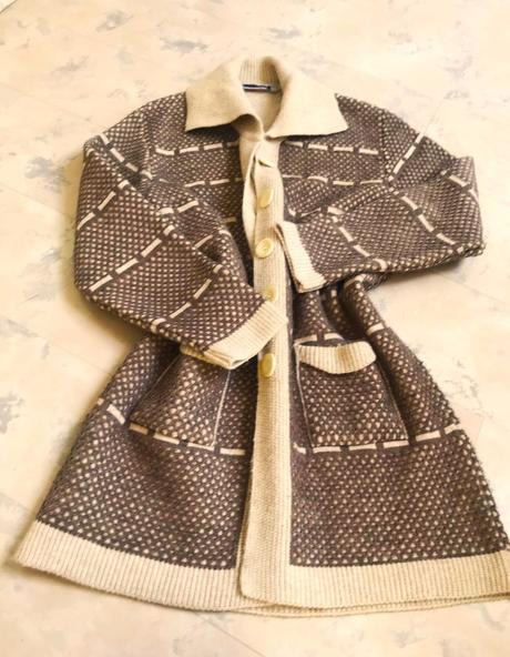 Teplá vlnená svetrová bunda, l