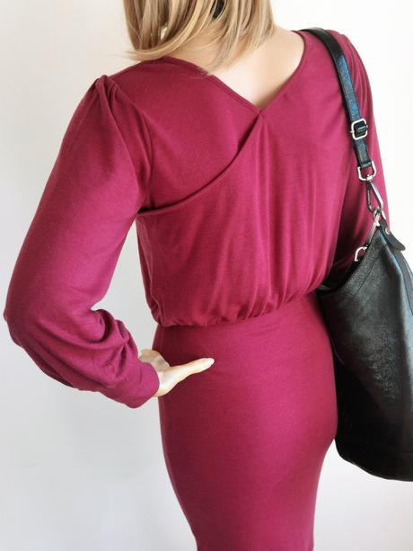 Elegantné merino šaty vo farbe bordó, 34 / 35 / 36 / 37 / 38