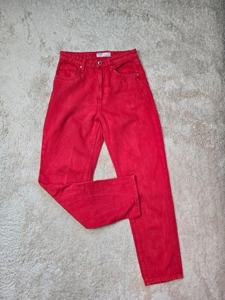 Bershka červené mom rifle, bershka,36