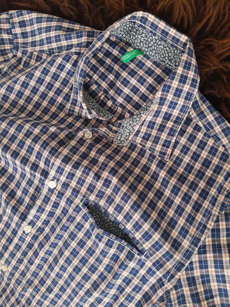 Pánska kockovaná košeľa, benetton,l