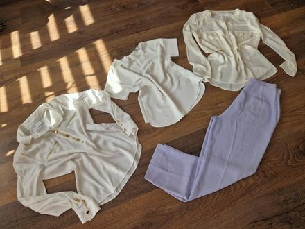 Fialové elegantné nohavice, s